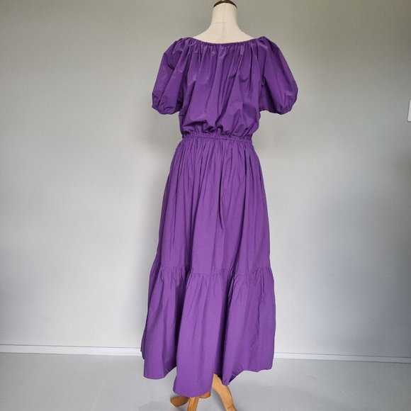 Matteau Purple Organic Cotton Drawcord Midi Dress Size 3 - Picture 5 of 11